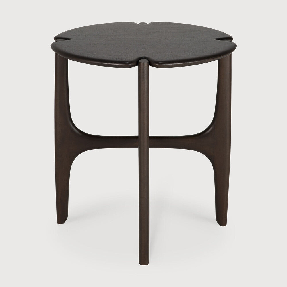 Table d'appoint en acajou organique moderne avec plateau rond poli-imparfait pour salon