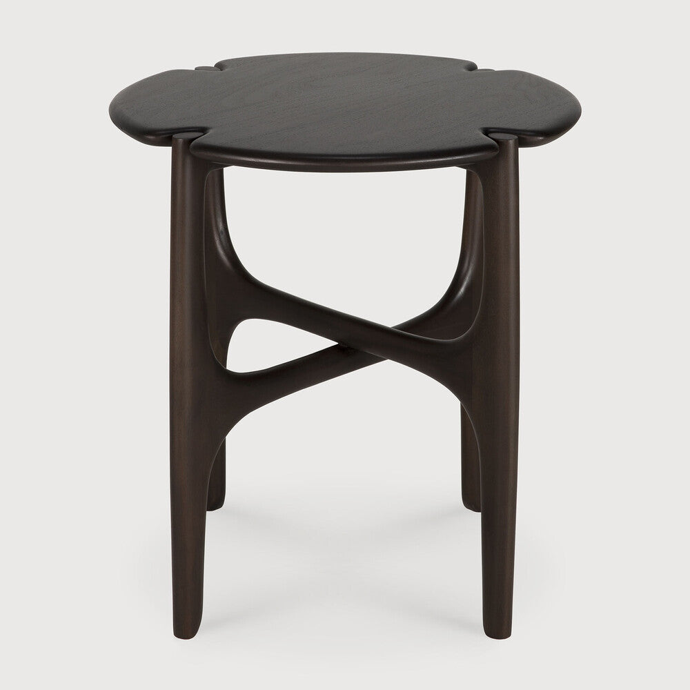 Table d'appoint en acajou organique moderne avec plateau rond poli-imparfait pour salon