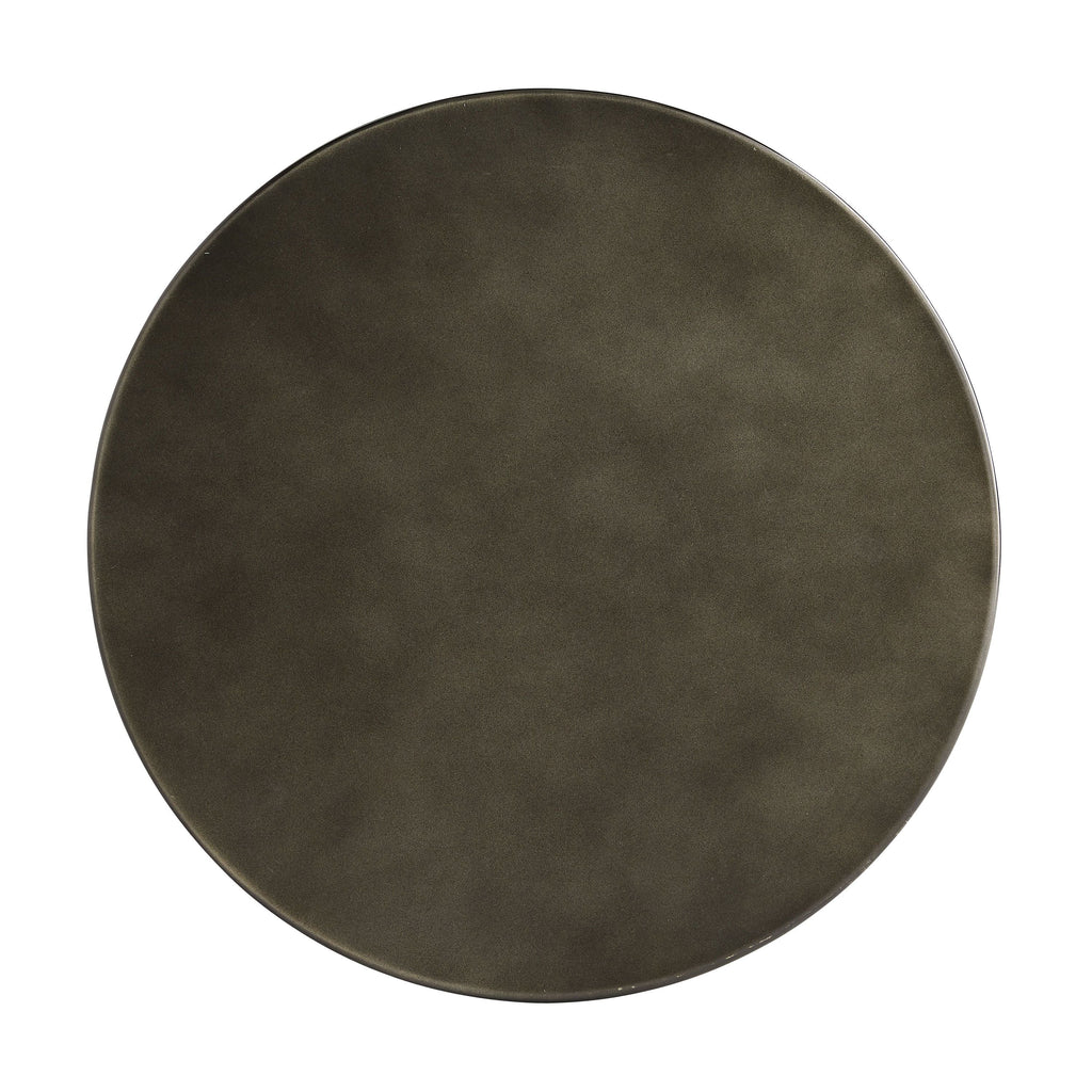 Table d'appoint contemporaine en fer avec plateau rond et base en carbone forgé à la main pour le salon