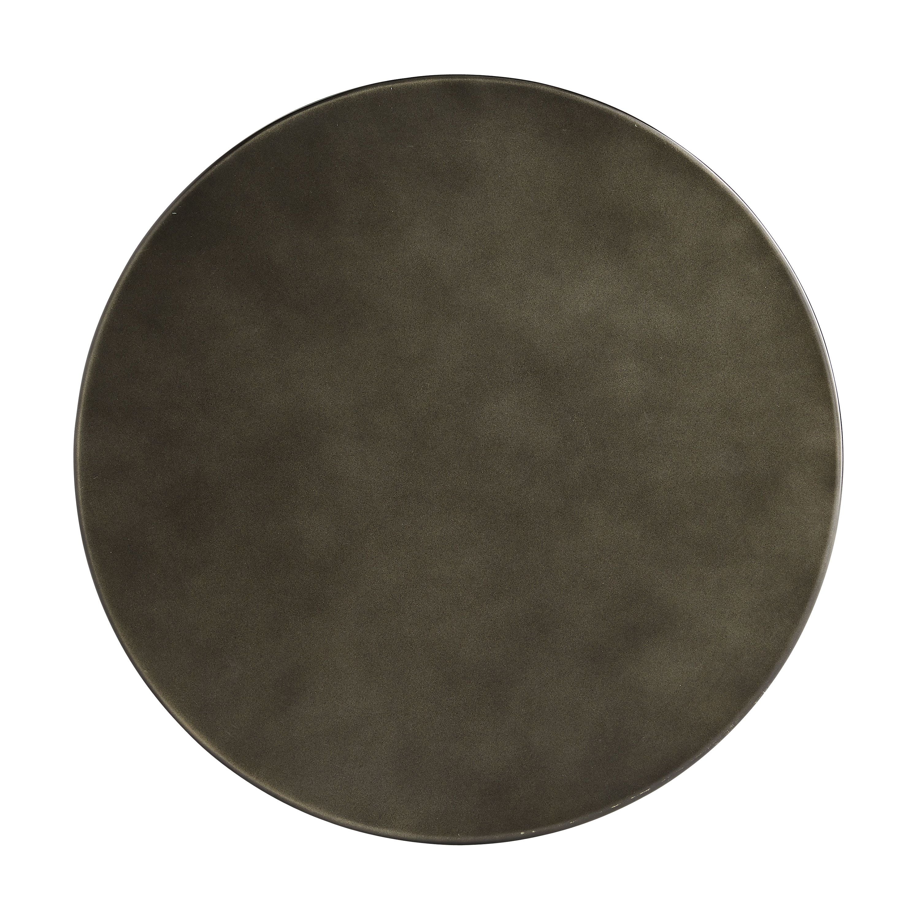 Table d'appoint contemporaine en fer avec plateau rond et base en carbone forgé à la main pour le salon