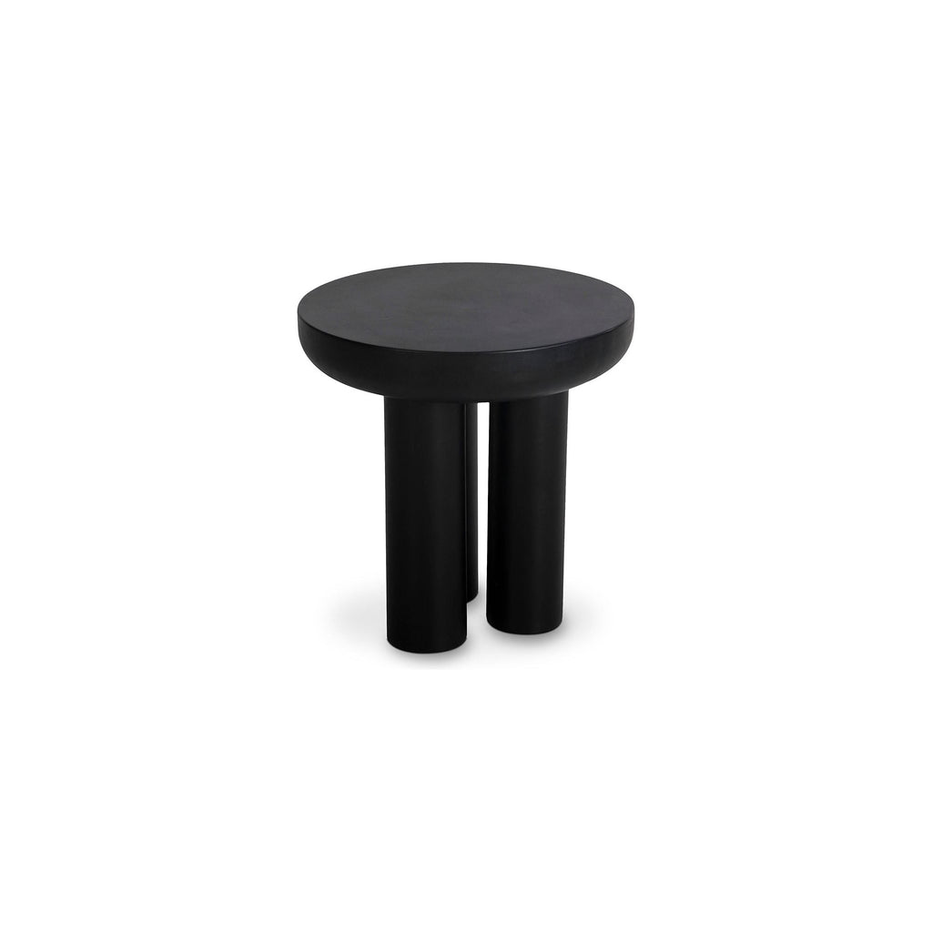 Table d'appoint d'extérieur en béton fibré et fer, avec plateau en dalle monolithique pour patio