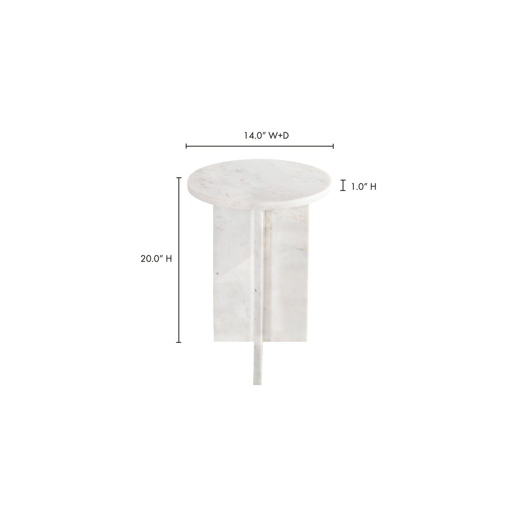 Table d'appoint contemporaine en marbre massif avec plateau rond et base sculpturale audacieuse pour le salon