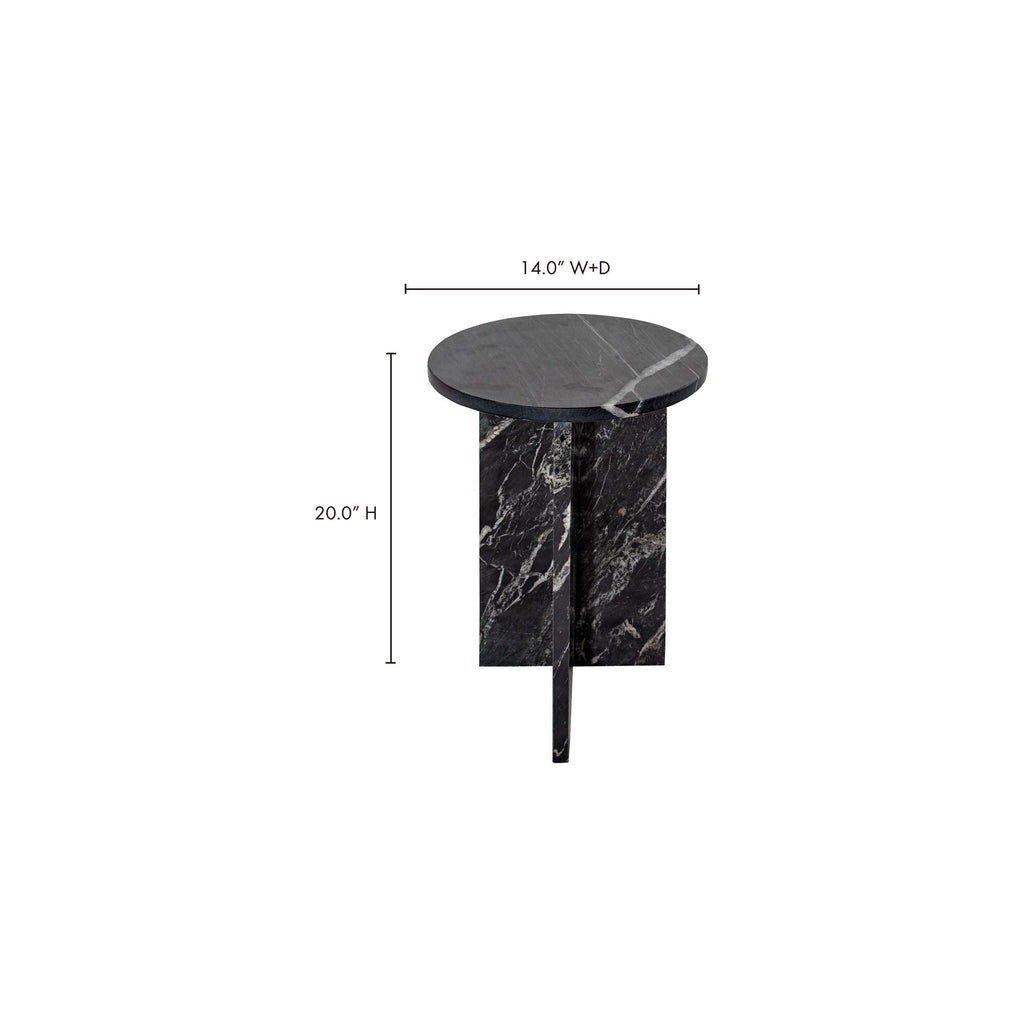 Table d'appoint contemporaine en marbre massif avec plateau rond et base sculpturale audacieuse pour le salon