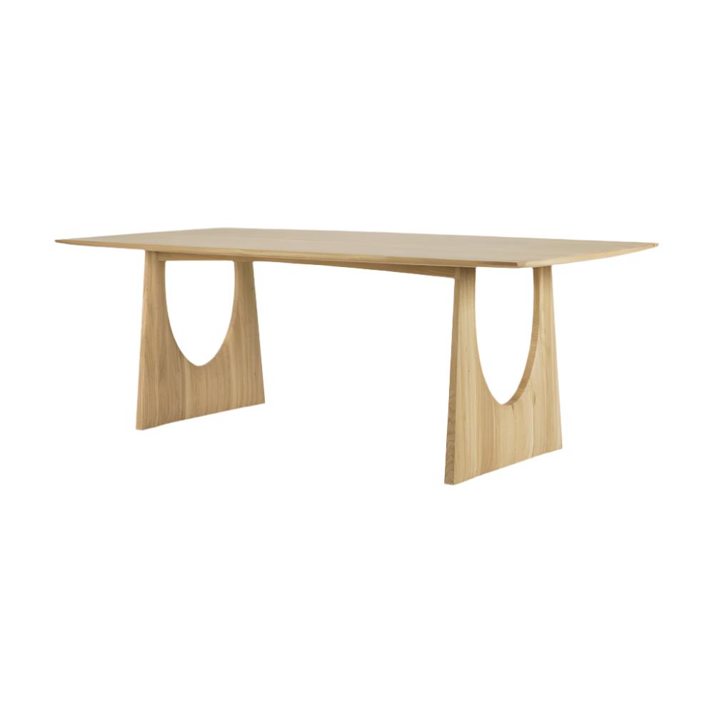 Table de salle à manger contemporaine en chêne massif avec plateau rectangulaire aux bords adoucis