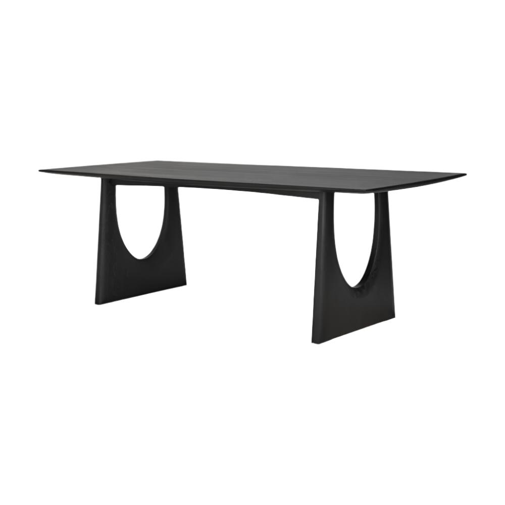 Table de salle à manger contemporaine en chêne massif avec plateau rectangulaire aux bords adoucis