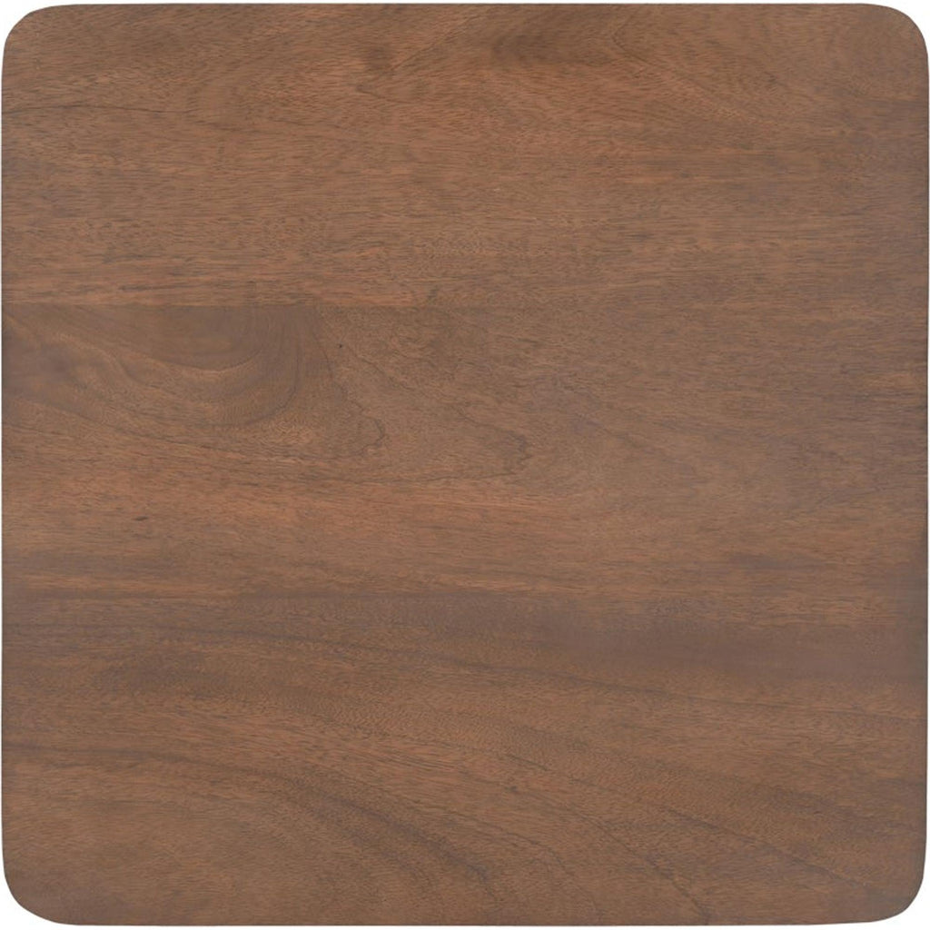 Table d'appoint moderne en bois avec plateau carré et étagère inférieure ouverte pour salon