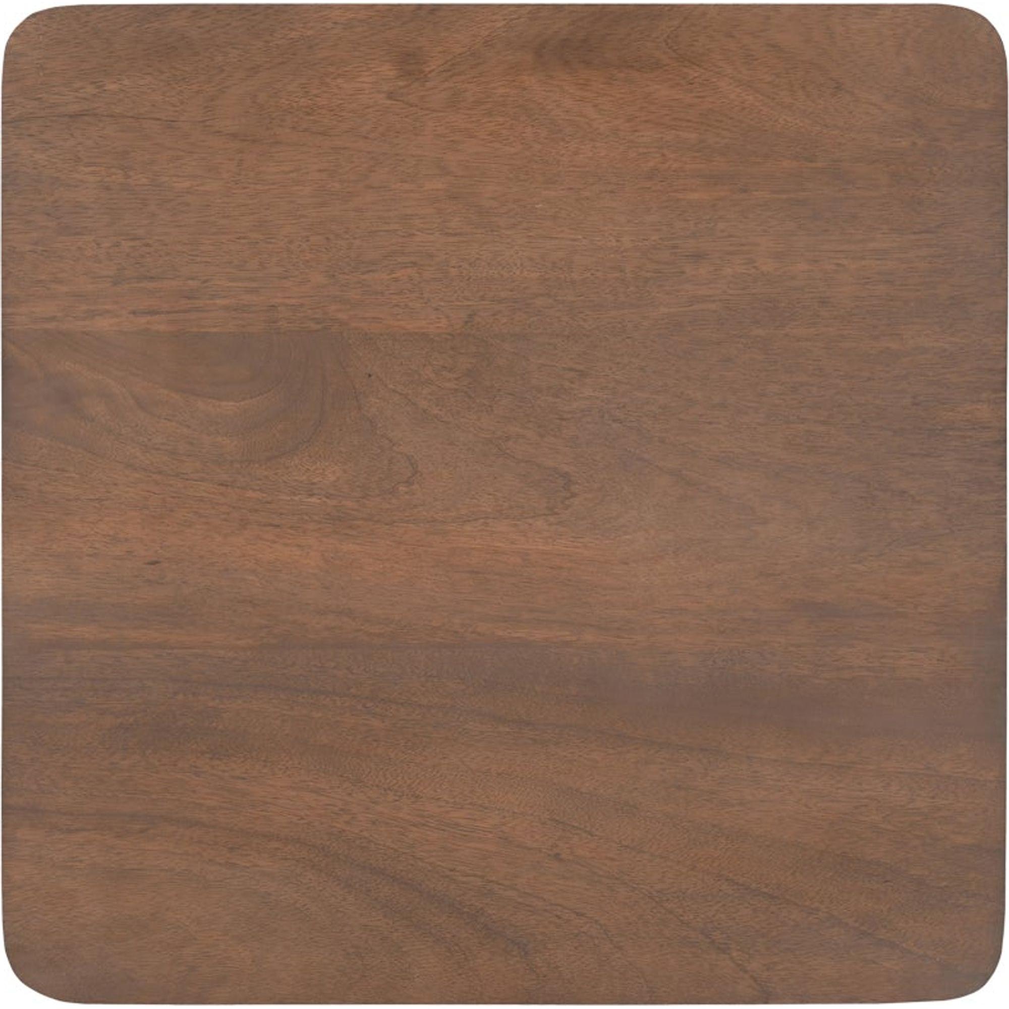 Table d'appoint moderne en bois avec plateau carré et étagère inférieure ouverte pour salon
