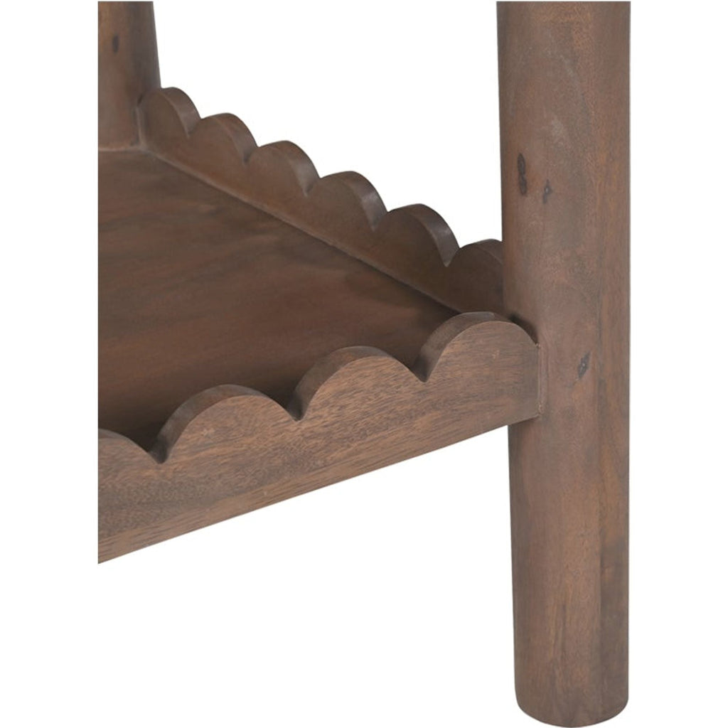 Table d'appoint moderne en bois avec plateau carré et étagère inférieure ouverte pour salon