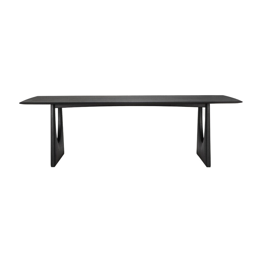 Table de salle à manger contemporaine en chêne massif avec plateau rectangulaire aux bords adoucis