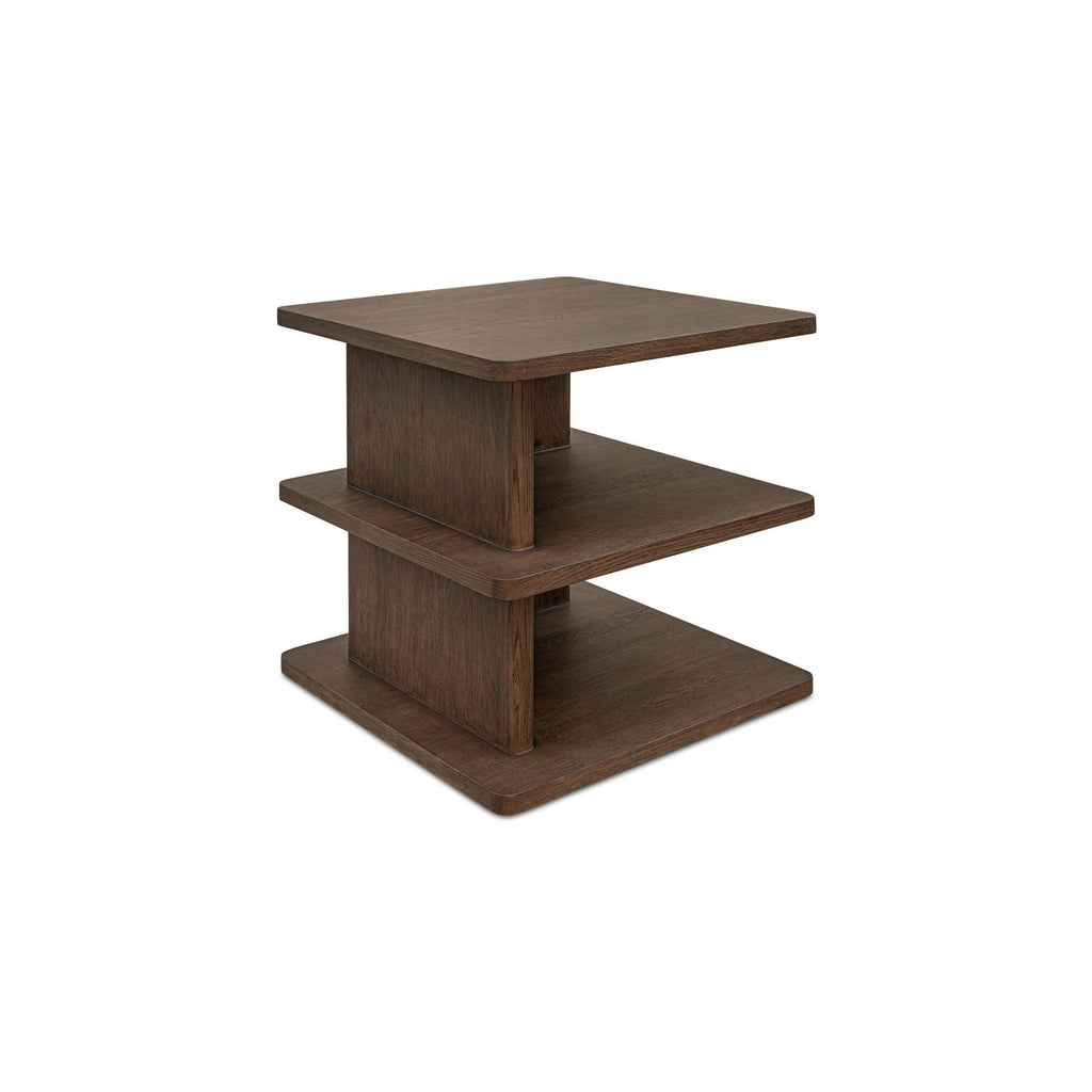 Table basse moderne en chêne massif avec plateau rond à rainure en V et piètement entretoisé en croisillon pour salon