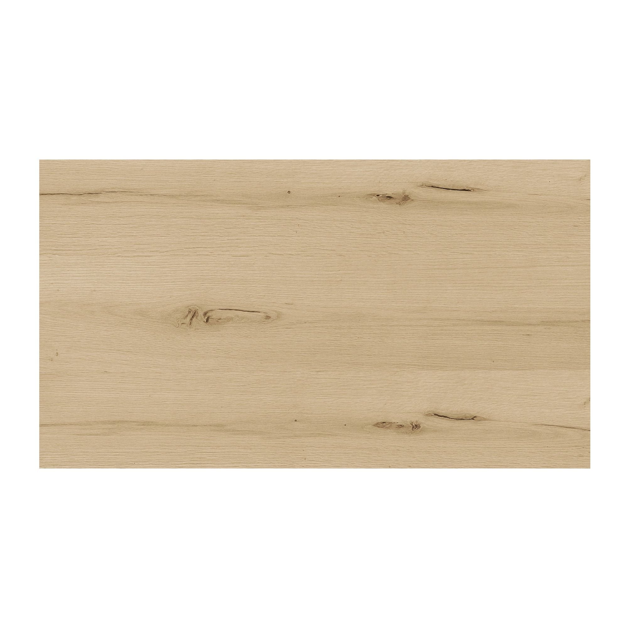 Table basse moderne en chêne massif avec plateau rond à rainure en V et piètement entretoisé en croisillon pour salon