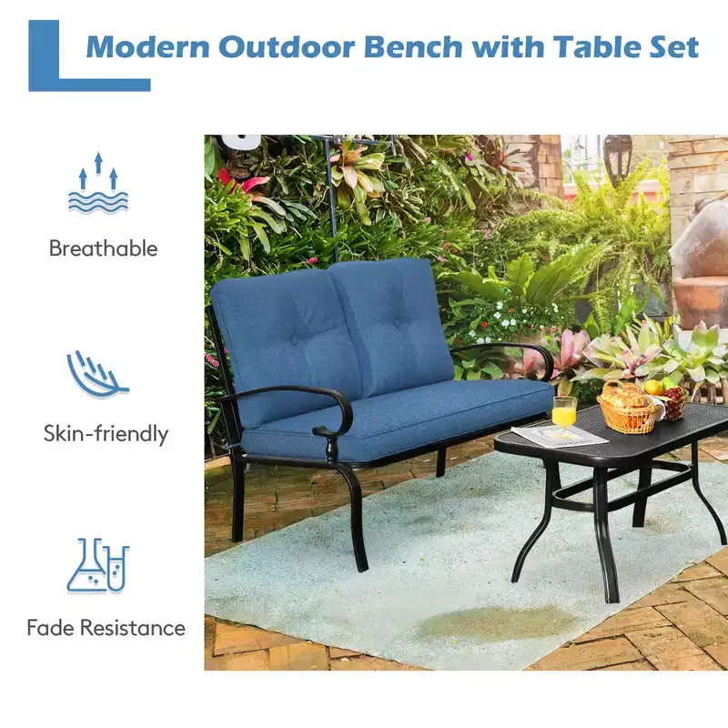 Costway Ensemble de 2 Causeuses Banc Table Meubles Chaises Rembourrées