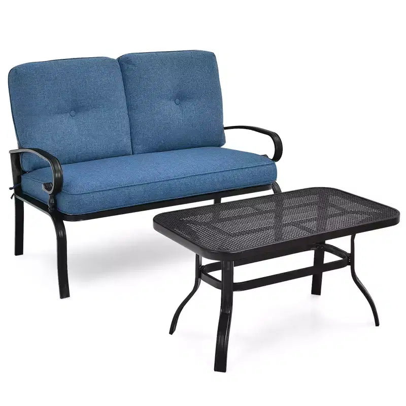 Costway Ensemble de 2 Causeuses Banc Table Meubles Chaises Rembourrées