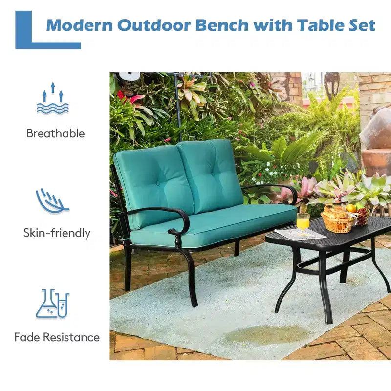 Costway Ensemble de 2 Causeuses Banc Table Meubles Chaises Rembourrées