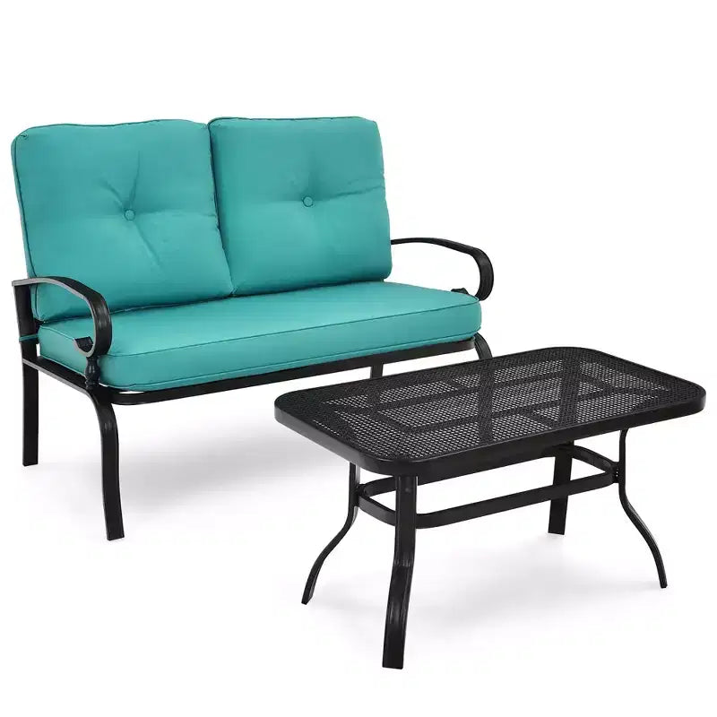 Costway Ensemble de 2 Causeuses Banc Table Meubles Chaises Rembourrées