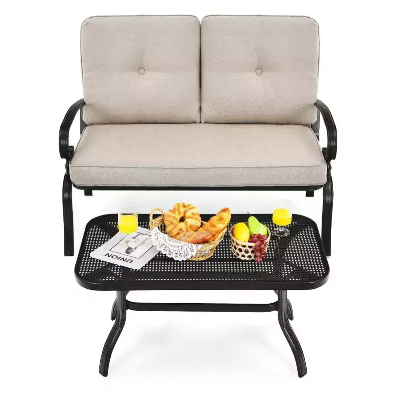 Costway Ensemble de 2 Causeuses Banc Table Meubles Chaises Rembourrées