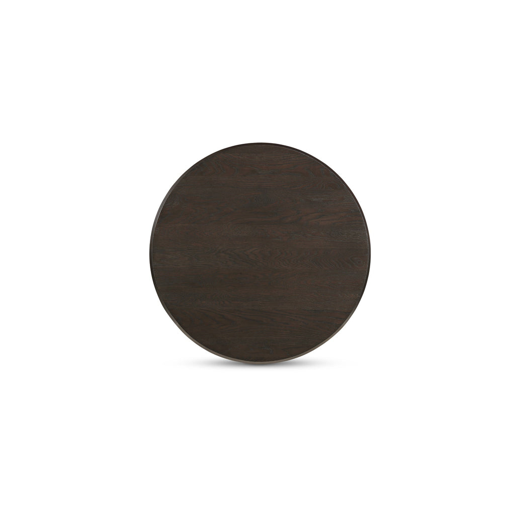 Table Basse Traditionnelle en Chêne Massif avec Plateau Rond et Pied Sculptural Ajoure pour Salon