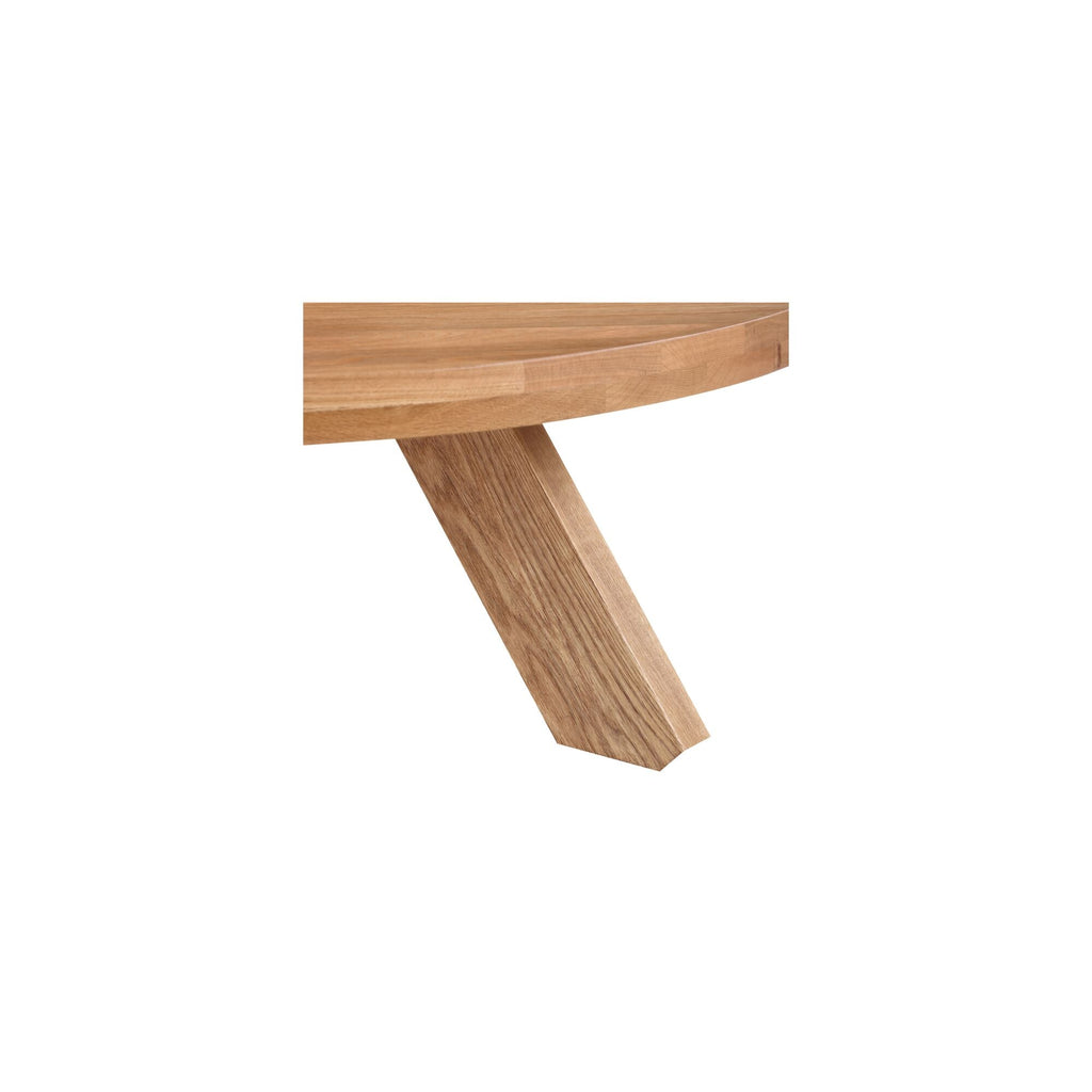 Table Basse Traditionnelle en Chêne Massif avec Plateau Rond et Pied Sculptural Ajoure pour Salon