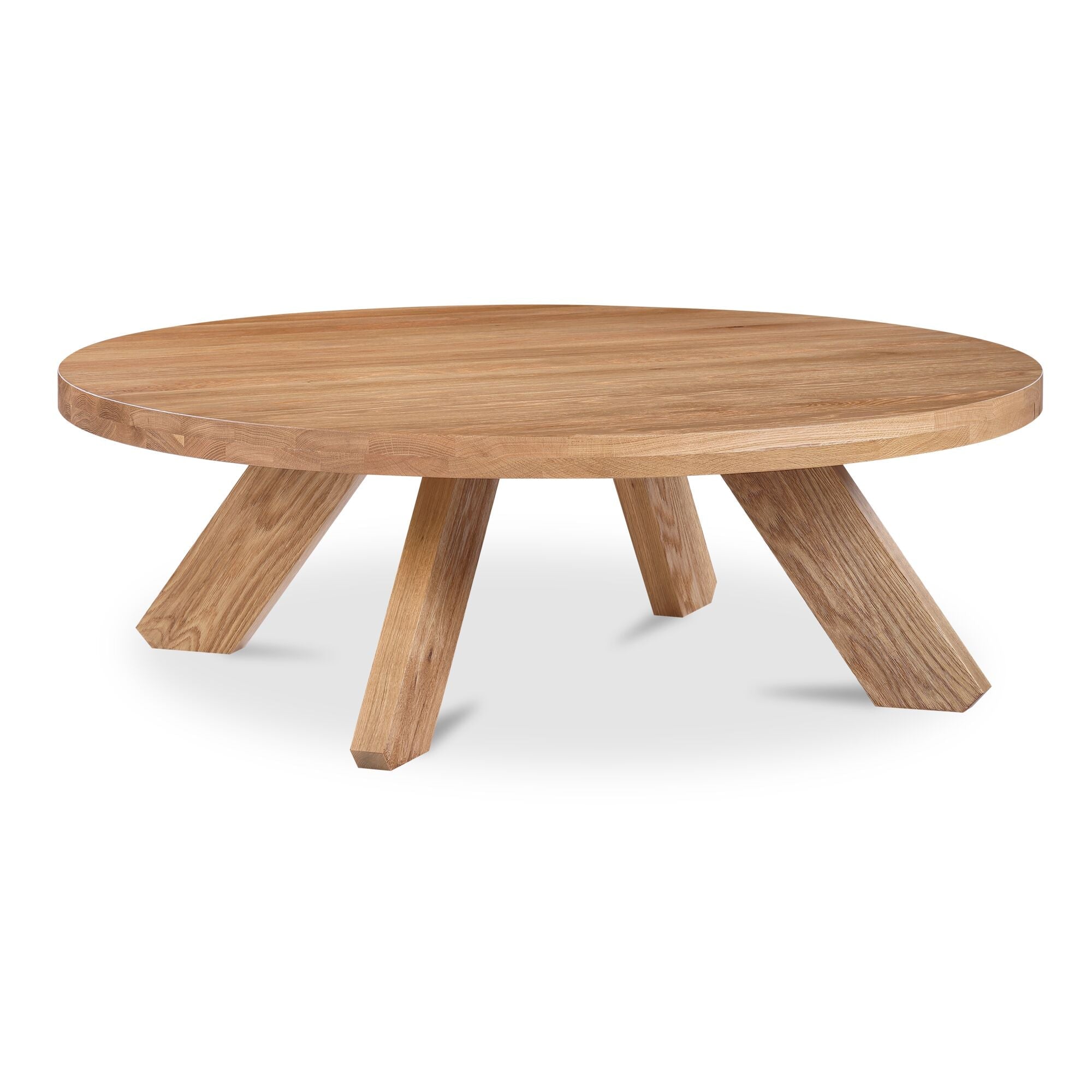 Table Basse Traditionnelle en Chêne Massif avec Plateau Rond et Pied Sculptural Ajoure pour Salon