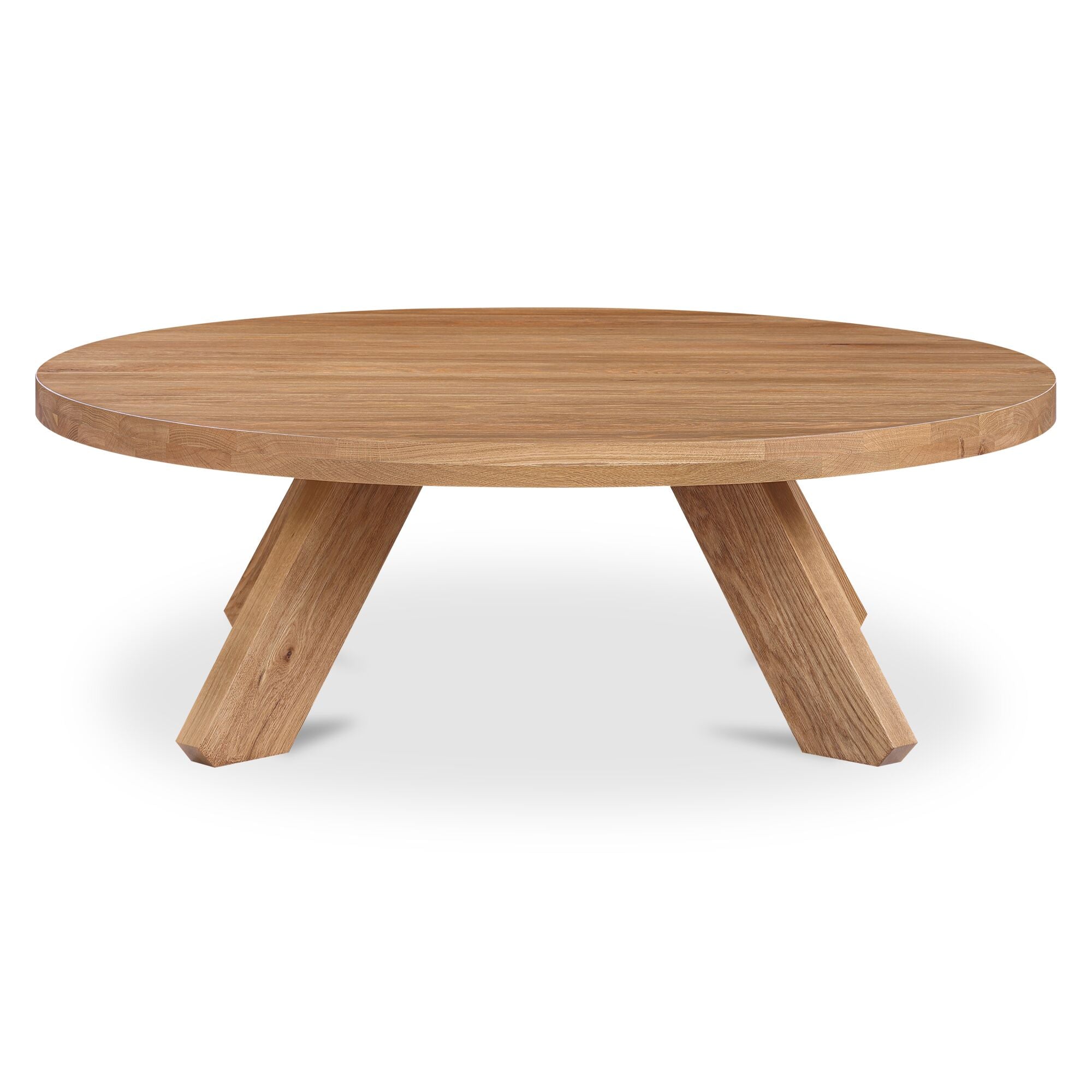 Table Basse Traditionnelle en Chêne Massif avec Plateau Rond et Pied Sculptural Ajoure pour Salon