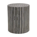 Table d'appoint éclectique en os de chameau et résine, motif mosaïque cylindrique pour salon