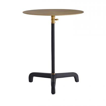 Table d'appoint de luxe en cuir et laiton avec plateau rond et surpiqûres apparentes pour salon