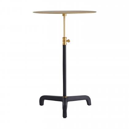 Table d'appoint de luxe en cuir et laiton avec plateau rond et surpiqûres apparentes pour salon