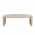 Table basse ovale en bois d'acacia massif de style moderne du milieu du siècle avec pieds courbés pour salon
