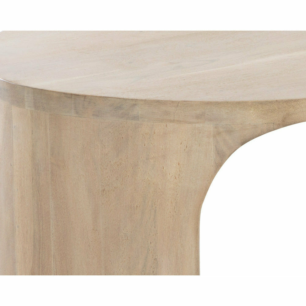 Table basse ovale en bois d'acacia massif de style moderne du milieu du siècle avec pieds courbés pour salon