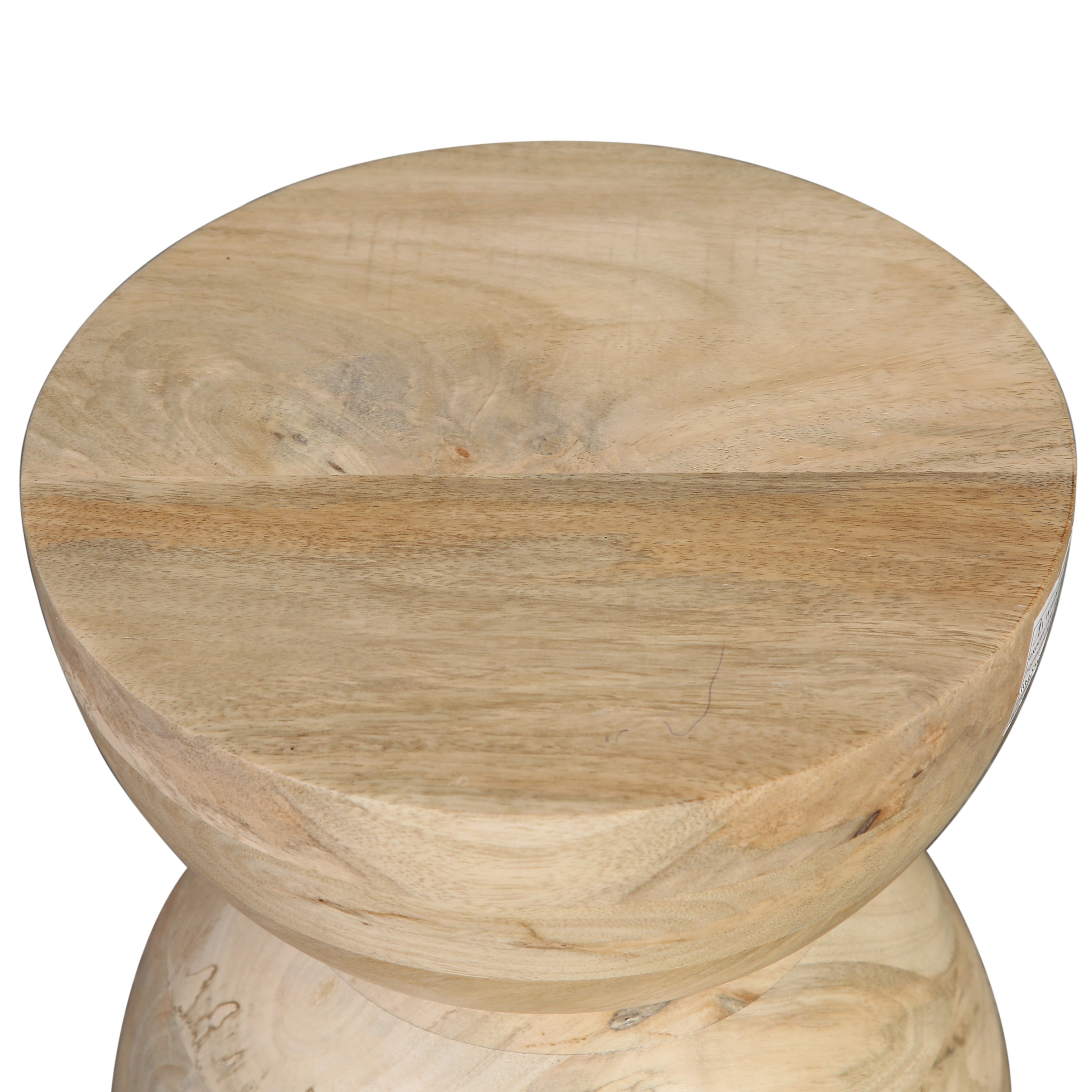 Table d'appoint en bois de manguier naturel bio avec plateau rond incurvé pour salon