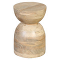 Table d'appoint en bois de manguier naturel bio avec plateau rond incurvé pour salon