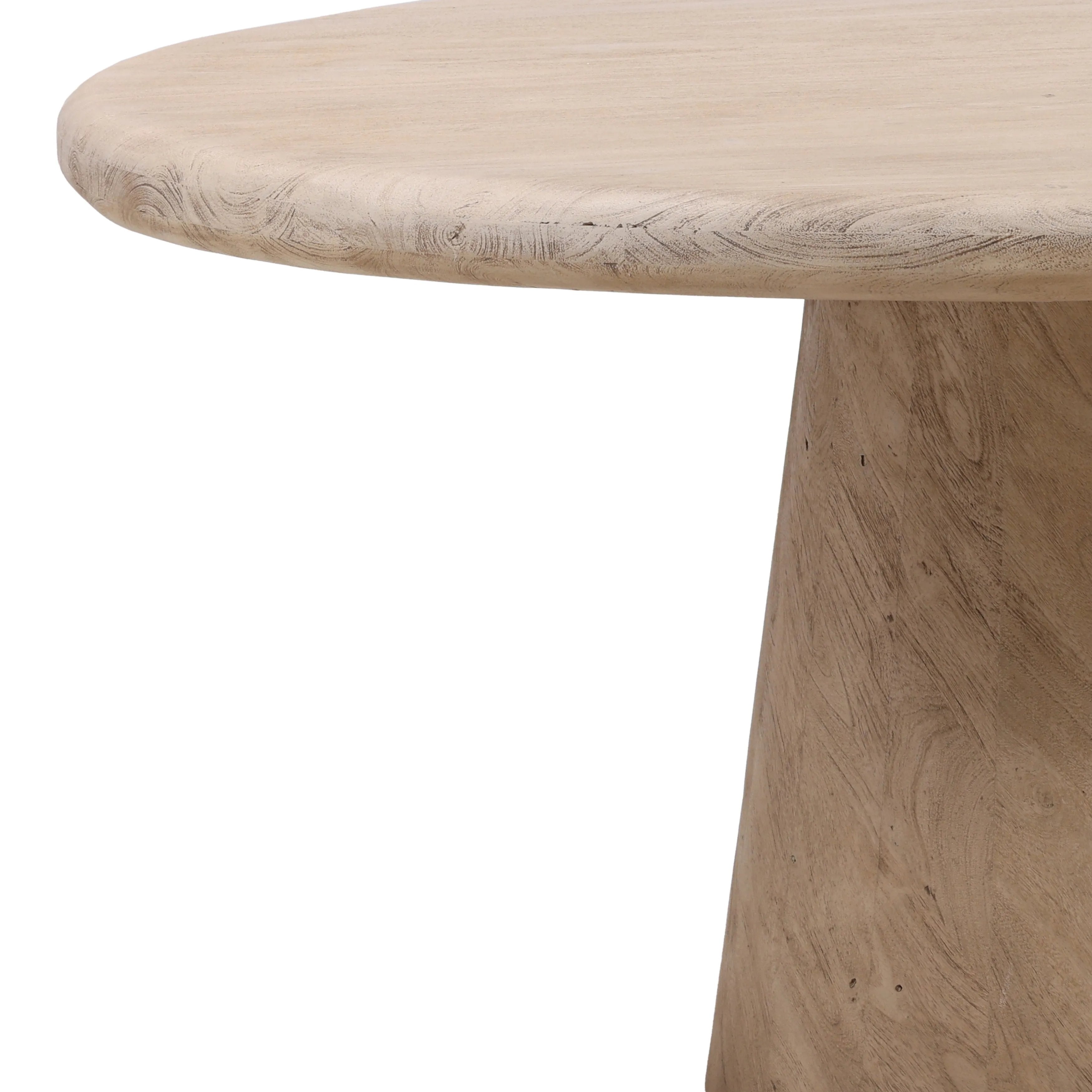 Table à manger contemporaine en bois massif avec plateau rond et pied central épuré pour salle à manger