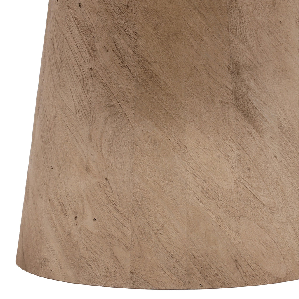 Table à manger contemporaine en bois massif avec plateau rond et pied central épuré pour salle à manger