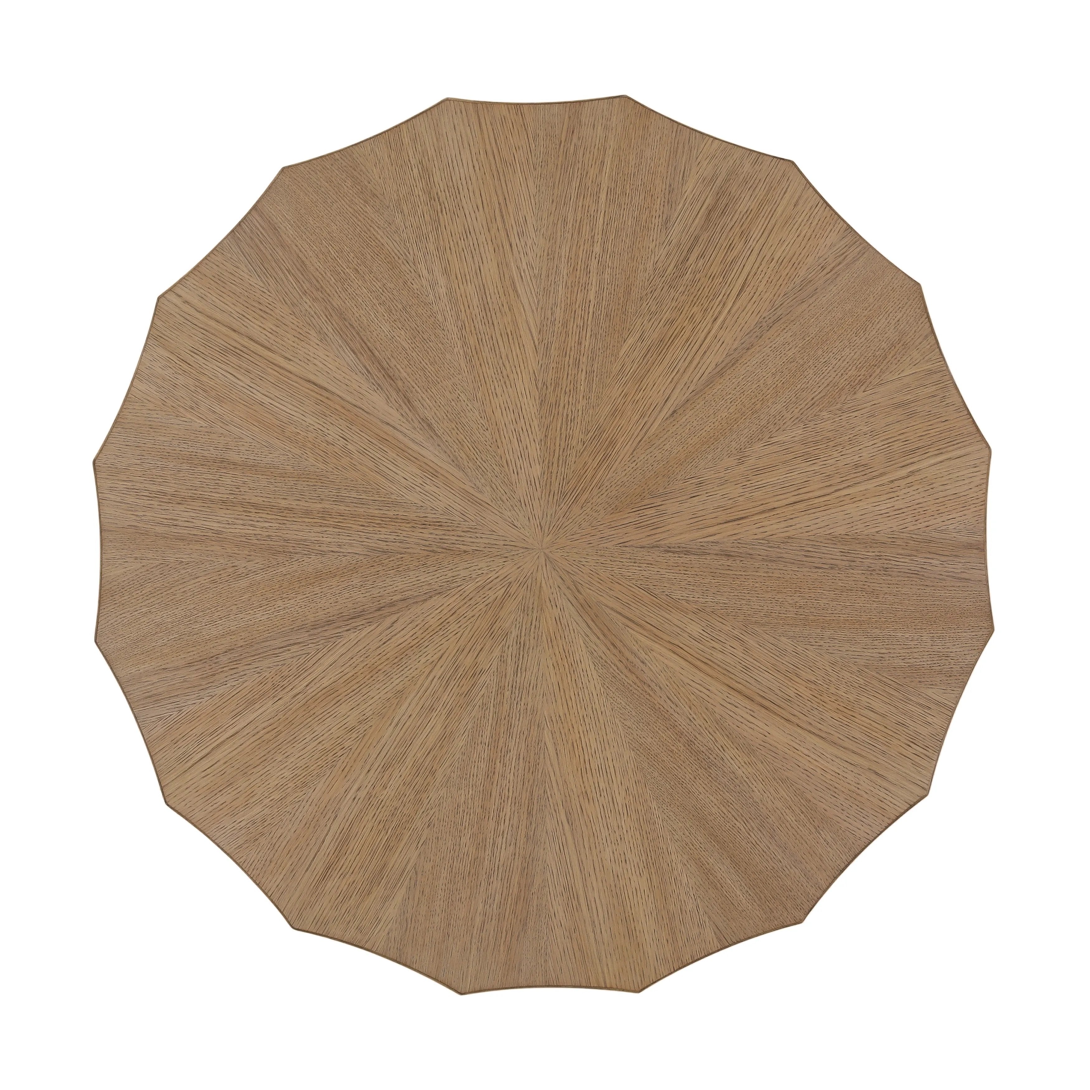 Table d'appoint moderne en hévéa et placage de chêne avec plateau rond organique et finition naturelle pour salon