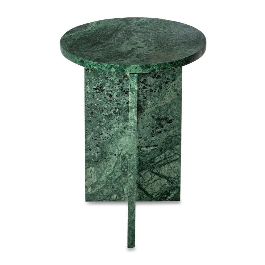 Table d'appoint contemporaine en marbre massif avec plateau rond et base sculpturale audacieuse pour le salon