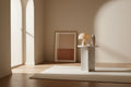 Table d'appoint contemporaine en marbre massif avec plateau rond et base sculpturale audacieuse pour le salon