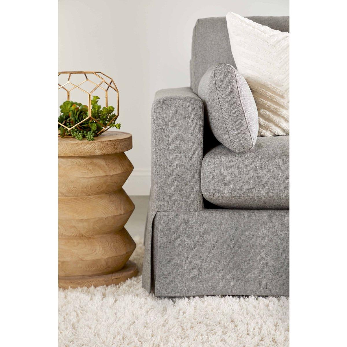 Table d'appoint rustique en pin recyclé et pierre, avec plateau rond et piètement en métal vieilli, pour salon