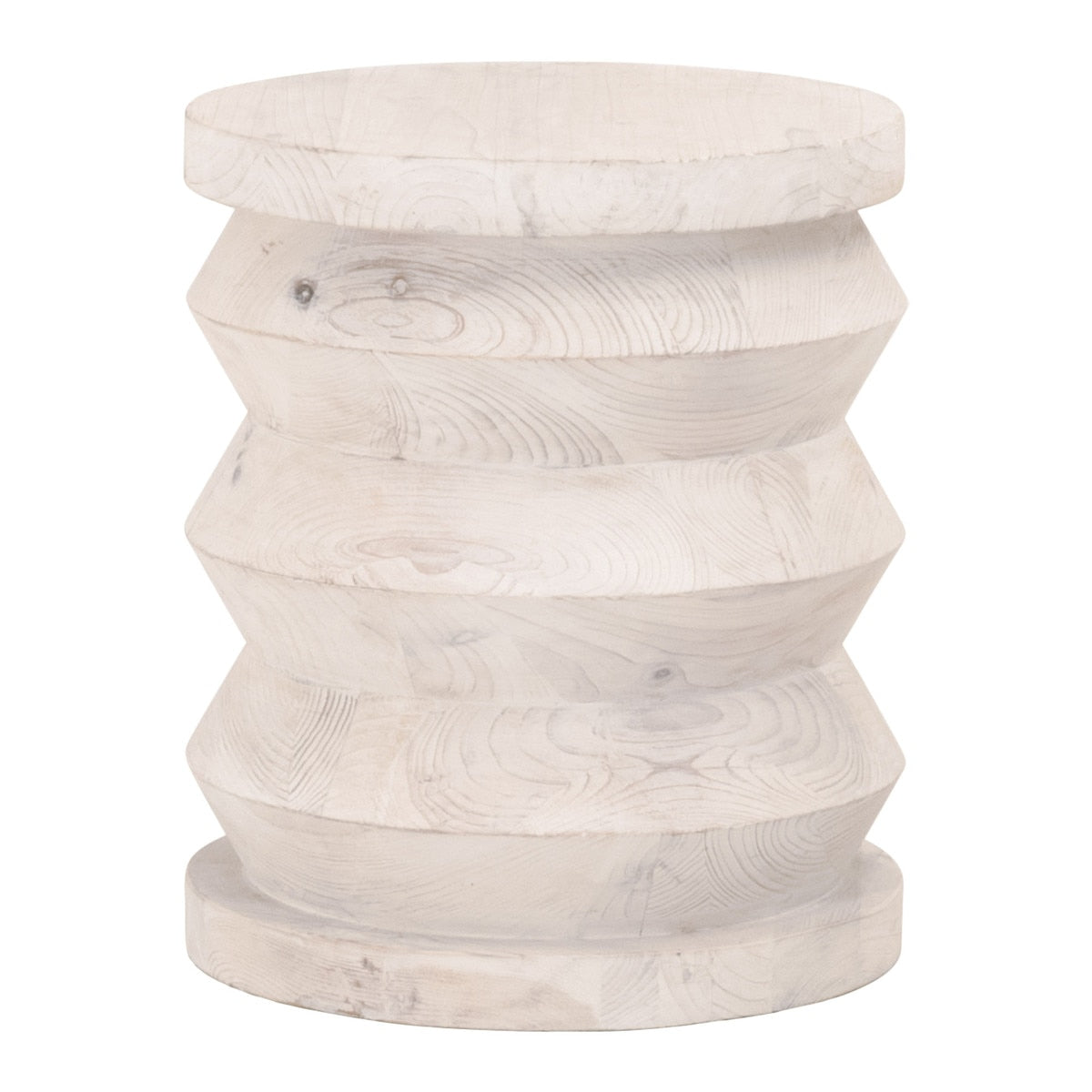 Table d'appoint rustique en pin recyclé et pierre, avec plateau rond et piètement en métal vieilli, pour salon