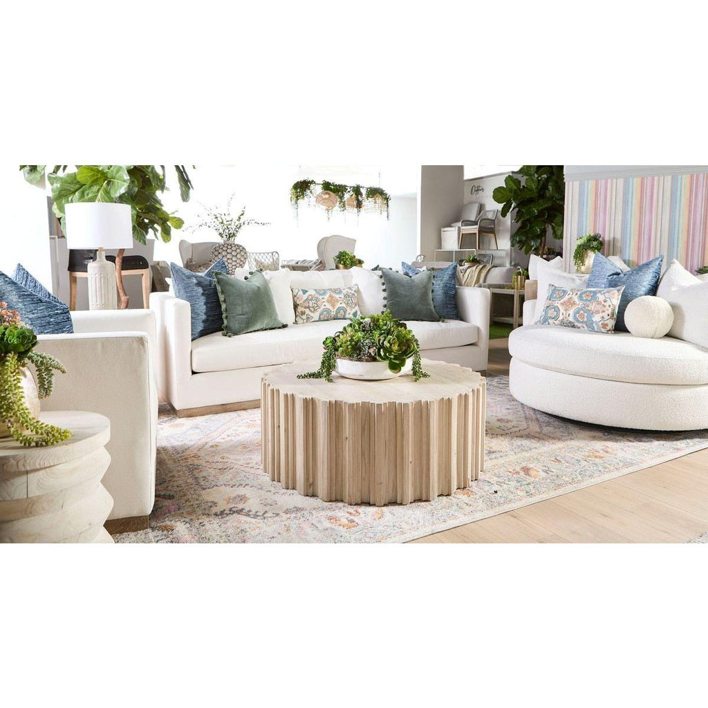 Table d'appoint rustique en pin recyclé et pierre, avec plateau rond et piètement en métal vieilli, pour salon