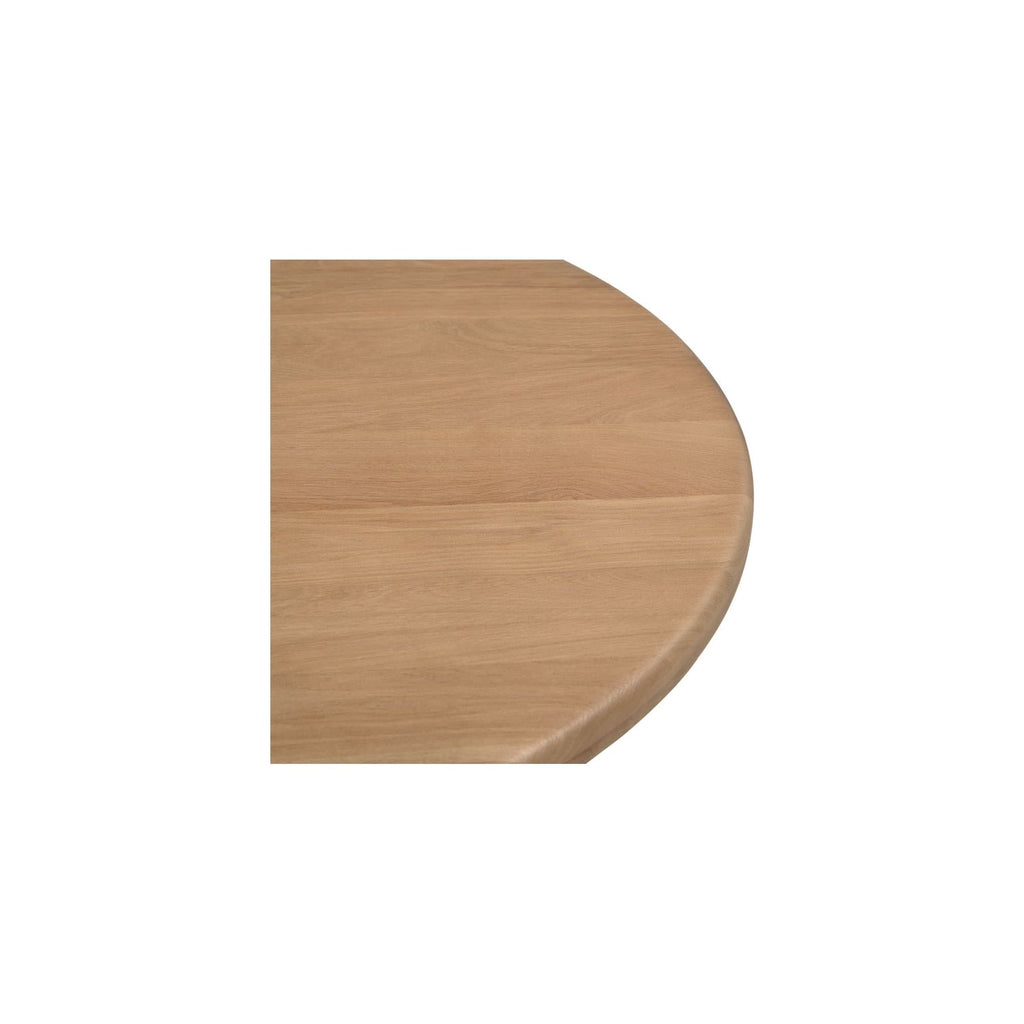 Table basse contemporaine en chêne massif avec plateau rond et pied central torsadé pour salon