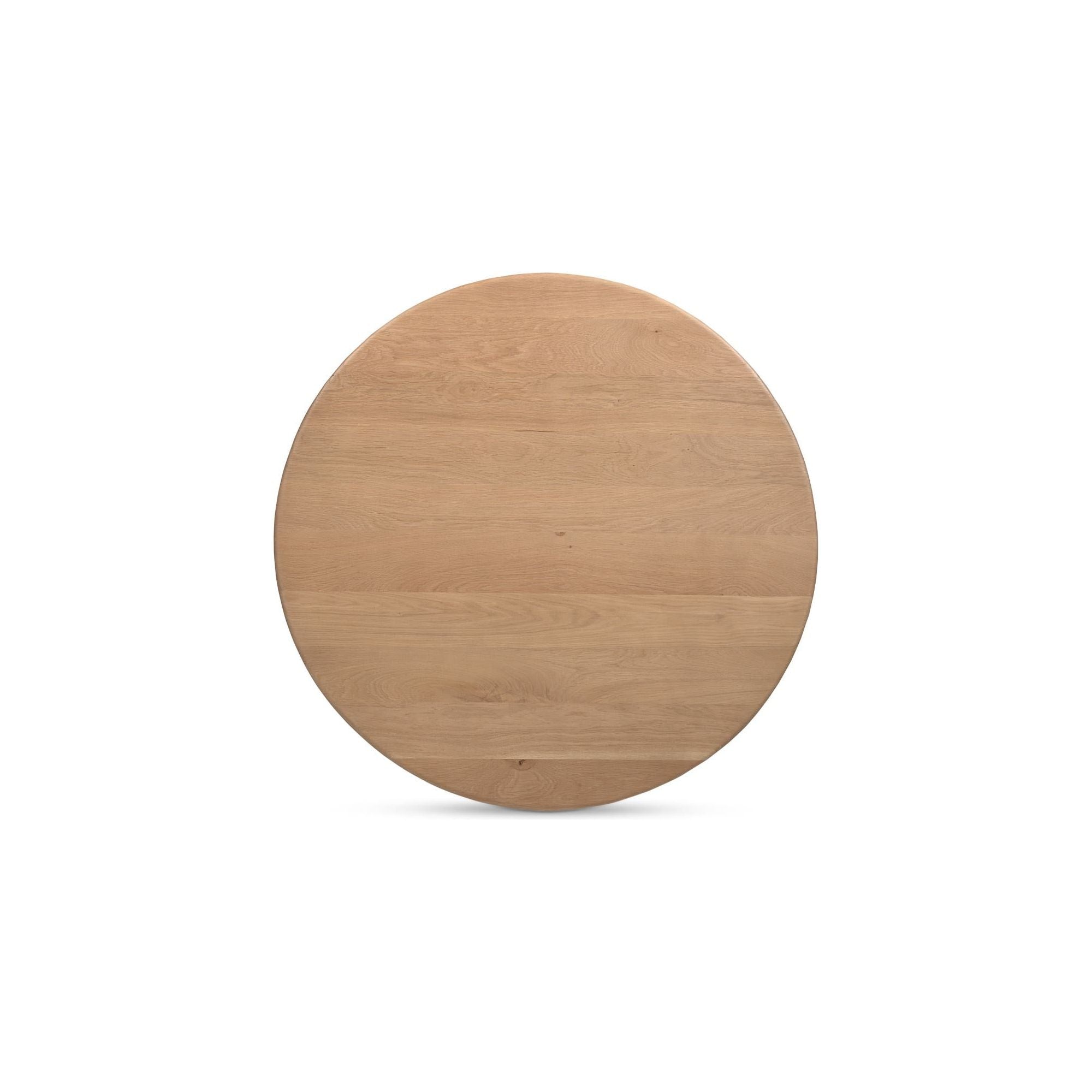 Table basse contemporaine en chêne massif avec plateau rond et pied central torsadé pour salon