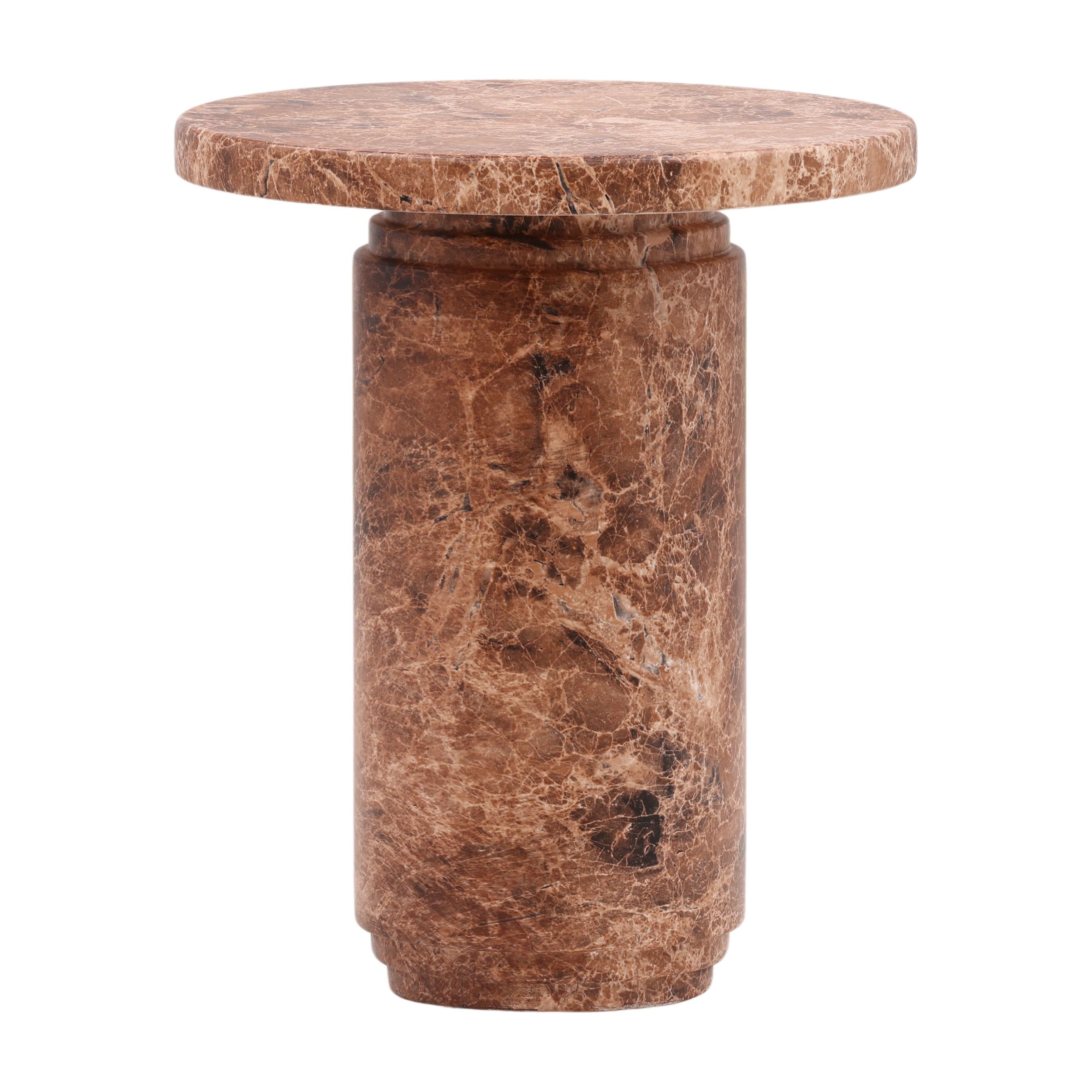 Table d'appoint en béton et marbre bio avec plateau rond et finition à variation naturelle pour le salon