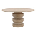 Table de salle à manger en pin recyclé de style côtier avec plateau rond lavé à chaud