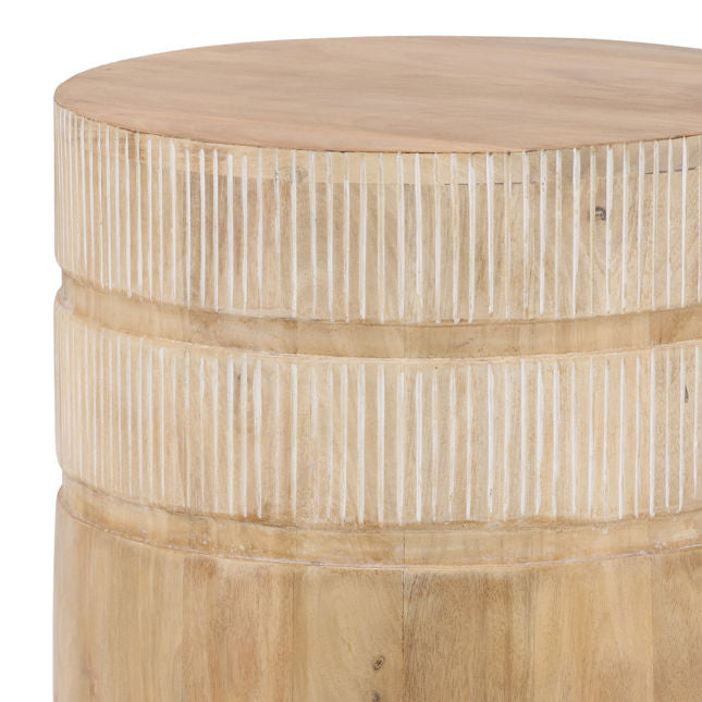Table d'appoint en bois de manguier naturel avec plateau rond et piédestal minimaliste pour salon