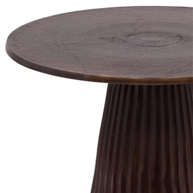 Table d'appoint traditionnelle en fonte d'aluminium avec plateau rond et finition bronze antique pour salon