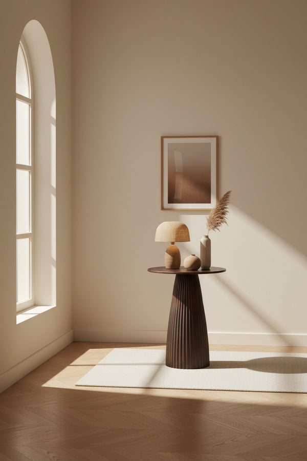 Table d'appoint traditionnelle en fonte d'aluminium avec plateau rond et finition bronze antique pour salon