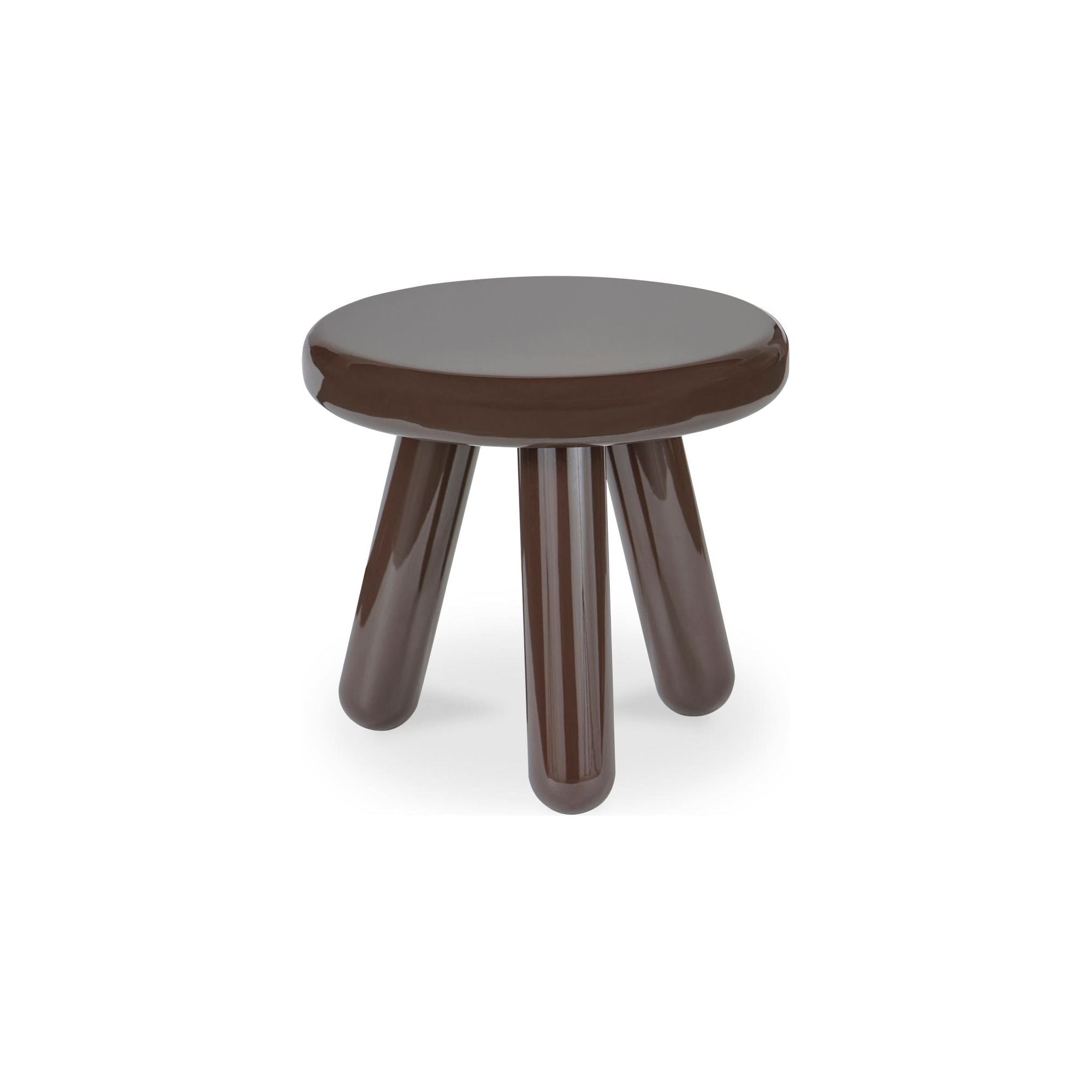 Table d'appoint contemporaine en bois d'hévéa laqué avec plateau rond à bordure courbée et forme inspirée d'un ballon pour le salon