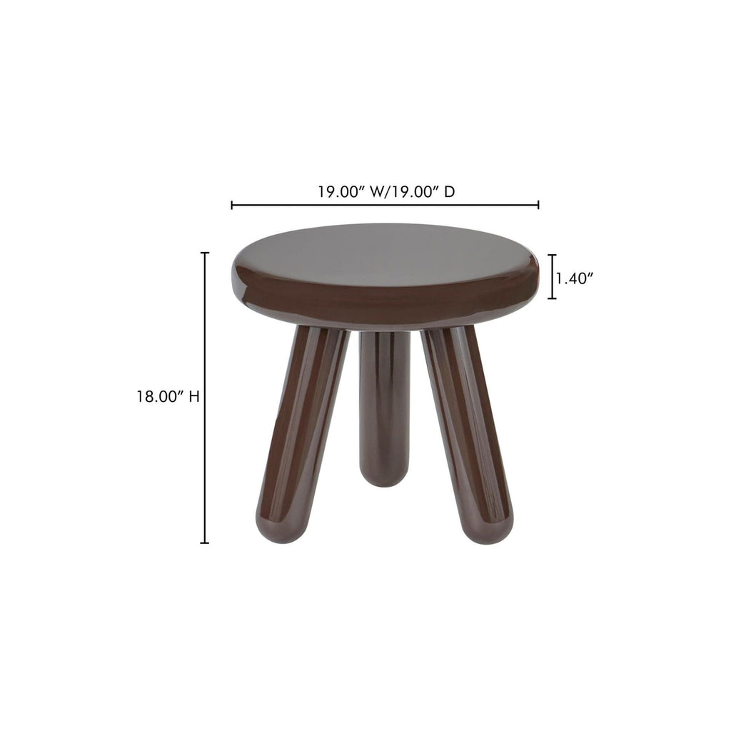 Table d'appoint contemporaine en bois d'hévéa laqué avec plateau rond à bordure courbée et forme inspirée d'un ballon pour le salon