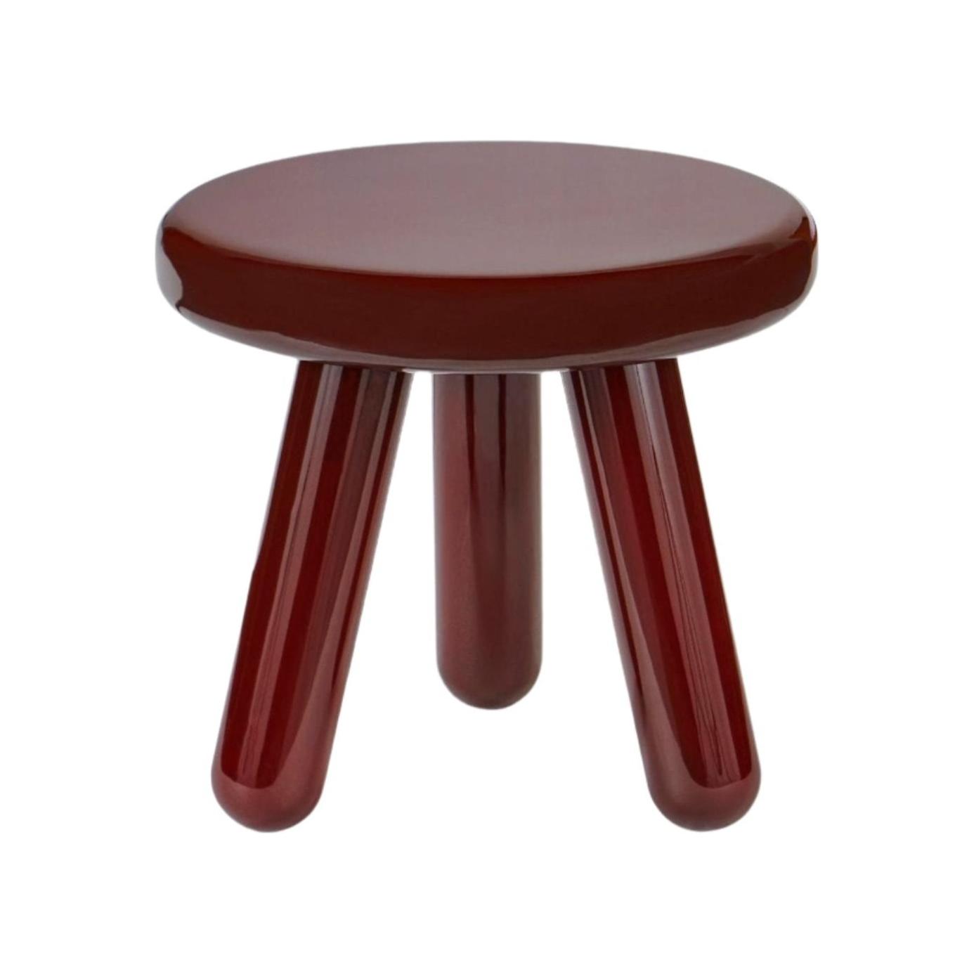 Table d'appoint contemporaine en bois d'hévéa laqué avec plateau rond à bordure courbée et forme inspirée d'un ballon pour le salon