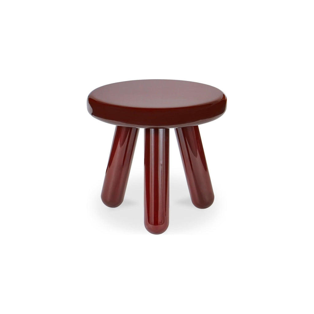 Table d'appoint contemporaine en bois d'hévéa laqué avec plateau rond à bordure courbée et forme inspirée d'un ballon pour le salon